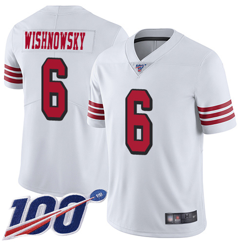 San Francisco 49ers Limited White Men Mitch Wishnowsky NFL Jersey #6 100th Season Vapor Untouchable Rush